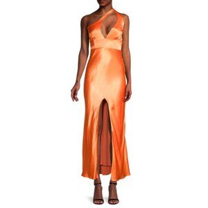 New! Bardot Orange Ambroise Asymmetric One Shoulder Maxi Dress Large 2685